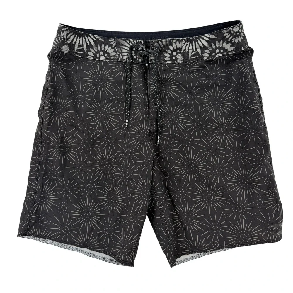 Billabong Board Shorts Mens 32 Black Geometric Sundays Swim Trunks Surf Beach